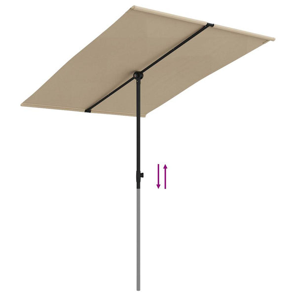Graubrauner Sonnenschirm mit Aluminiumstange Candidia 2x1,5 m