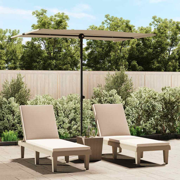 Graubrauner Sonnenschirm mit Aluminiumstange Candidia 2x1,5 m