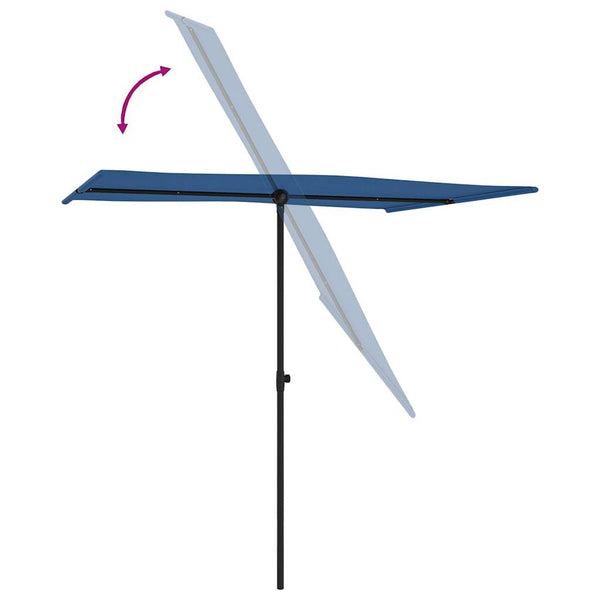 Himmelblauer Sonnenschirm Aluminiumstange Candidia 2x1,5 m