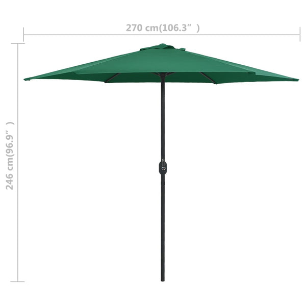 Grüner Sonnenschirm Aluminiumstange Sioldea 270x246cm