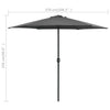 Anthrazitfarbener Sonnenschirm mit Aluminiummast Sioldea 270x246cm