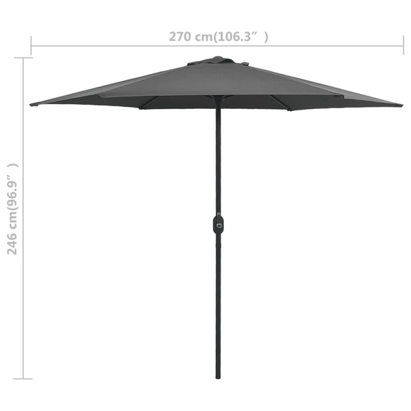 Anthrazitfarbener Sonnenschirm mit Aluminiummast Sioldea 270x246cm