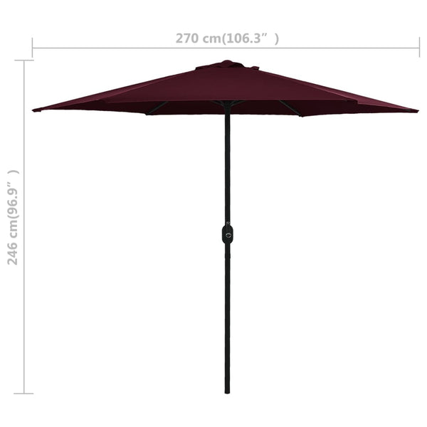 Weinroter Sonnenschirm Aluminiumstange Sioldea 270x246cm