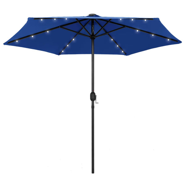 Himmelblauer Sonnenschirm mit LED-Beleuchtung und Aluminiummast Ursachi 270cm