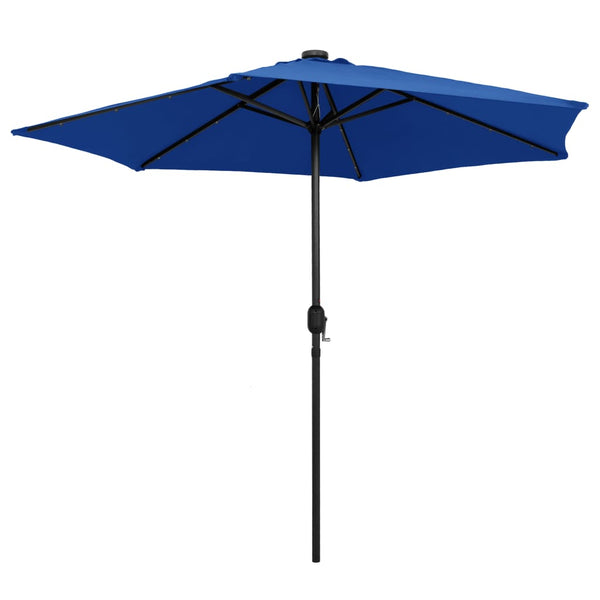 Himmelblauer Sonnenschirm mit LED-Beleuchtung und Aluminiummast Ursachi 270cm