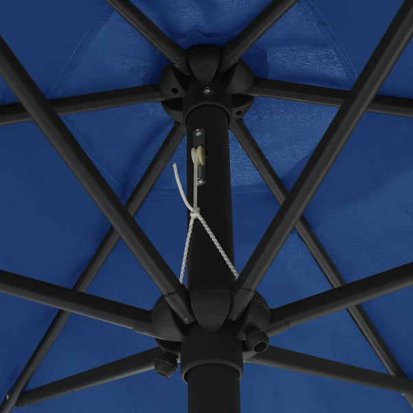 Himmelblauer Sonnenschirm mit LED-Beleuchtung und Aluminiummast Ursachi 270cm