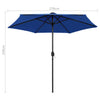Himmelblauer Sonnenschirm mit LED-Beleuchtung und Aluminiummast Ursachi 270cm