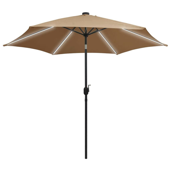 Grau-brauner Outdoor-Sonnenschirm mit LED-Beleuchtung, Aluminiumstange Birdie 300cm