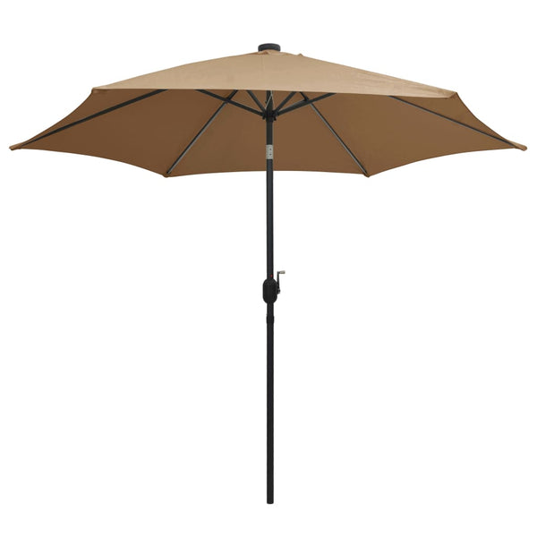 Grau-brauner Outdoor-Sonnenschirm mit LED-Beleuchtung, Aluminiumstange Birdie 300cm
