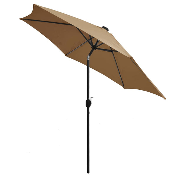 Grau-brauner Outdoor-Sonnenschirm mit LED-Beleuchtung, Aluminiumstange Birdie 300cm