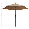 Grau-brauner Outdoor-Sonnenschirm mit LED-Beleuchtung, Aluminiumstange Birdie 300cm