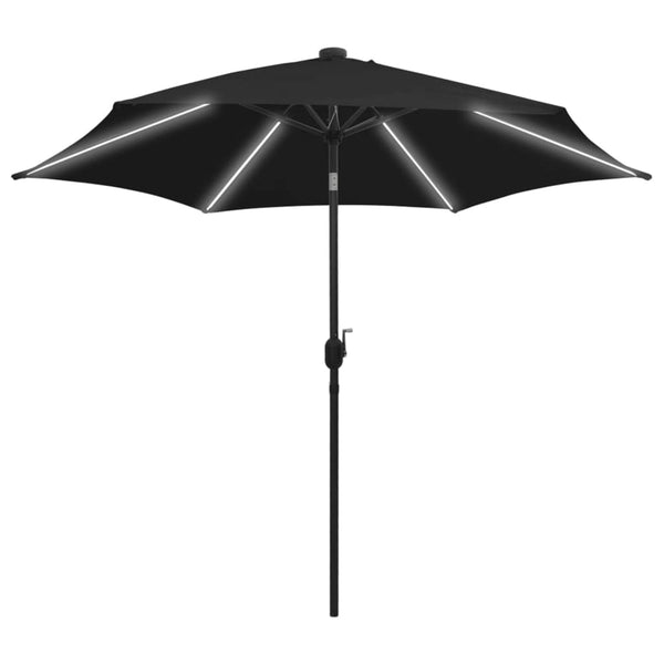 Schwarzer Outdoor-Sonnenschirm mit LED-Leuchten Aluminiumstange Birdie 300cm