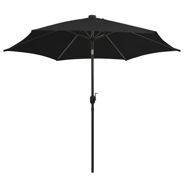 Schwarzer Outdoor-Sonnenschirm mit LED-Leuchten Aluminiumstange Birdie 300cm