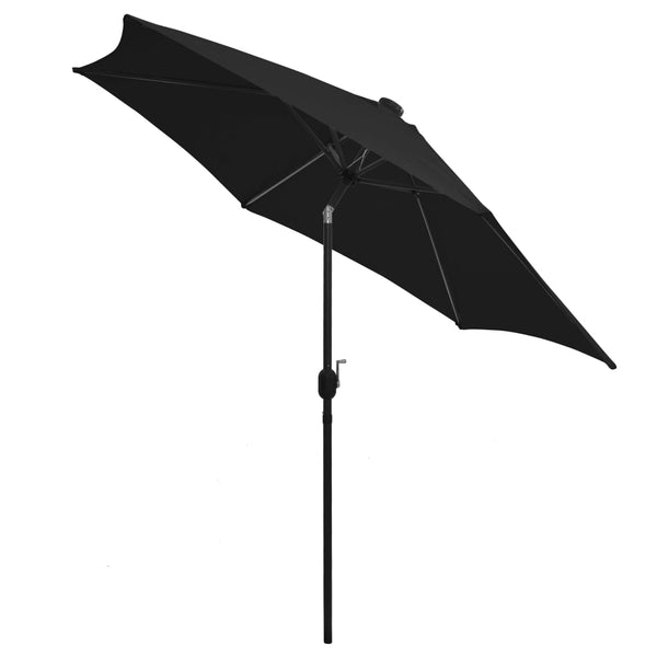 Schwarzer Outdoor-Sonnenschirm mit LED-Leuchten Aluminiumstange Birdie 300cm