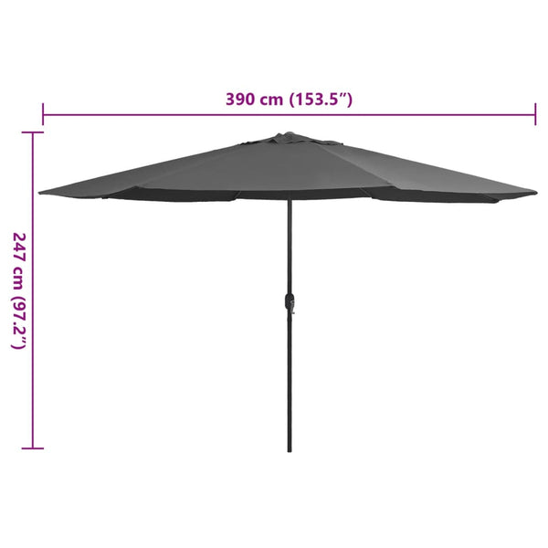 Anthrazitfarbener Sonnenschirm Metallgestell Ignatiu 390cm