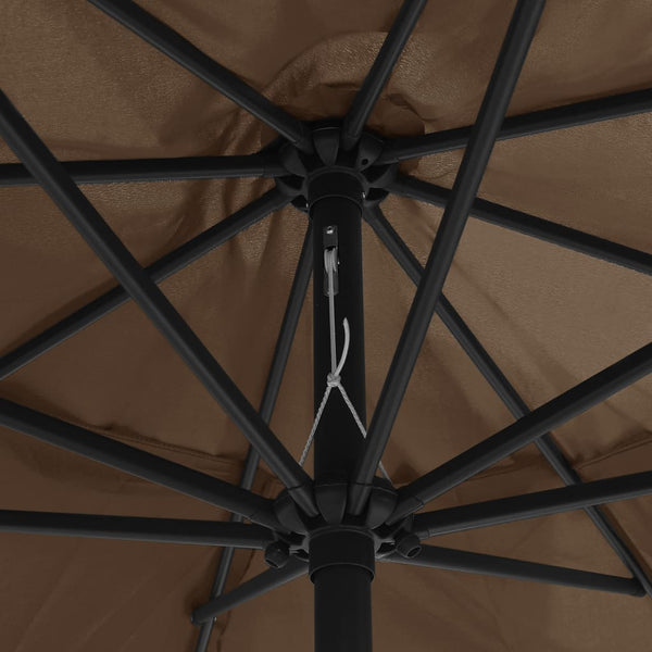 Graubrauner Sonnenschirm mit Metallgestell Ignatiu 390cm