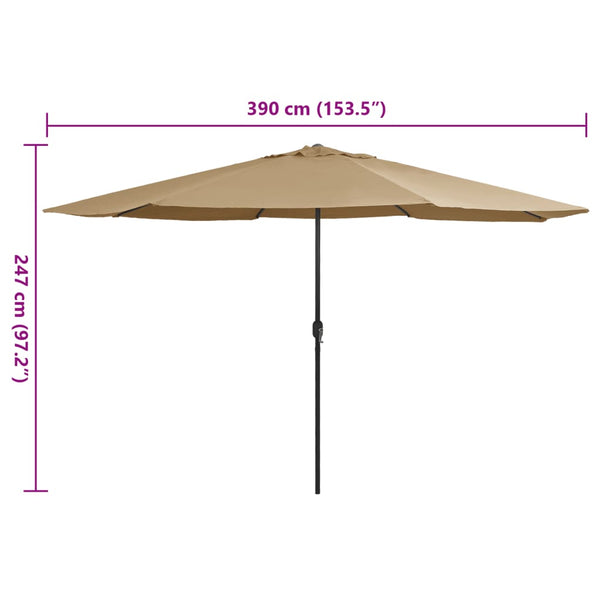 Graubrauner Sonnenschirm mit Metallgestell Ignatiu 390cm