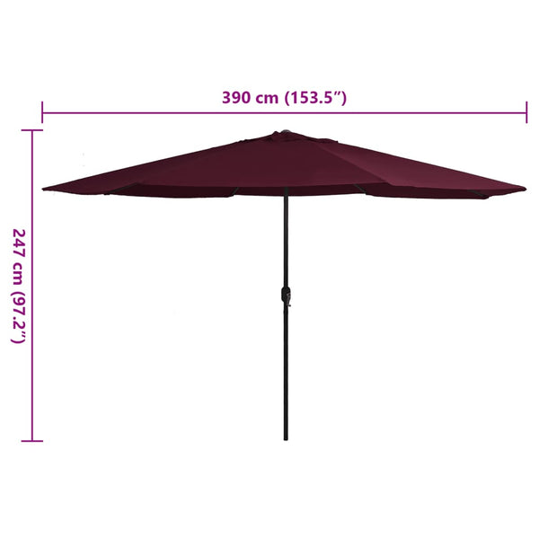 Weinroter Sonnenschirm mit Metallgestell Ignatiu 390cm