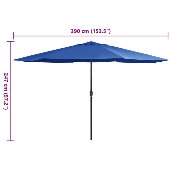 Himmelblauer Sonnenschirm mit Metallgestell Ignatiu 390cm