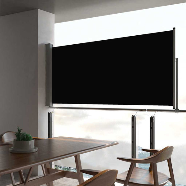 Schwarze einziehbare Terrassenseitenmarkise Bato 60x300cm
