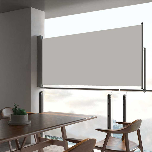 Cremefarbene ausziehbare Seitenmarkise Bato für die Terrasse, 60x300cm