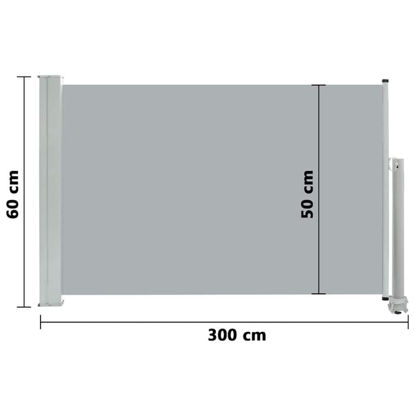 Graue einziehbare Seitenmarkise Bato 60x300cm