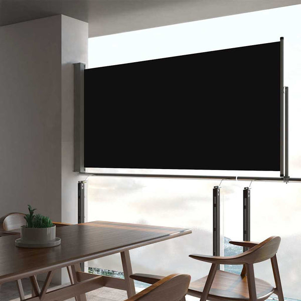Schwarze einziehbare Terrassen-Seitenmarkise Bato 80x300cm