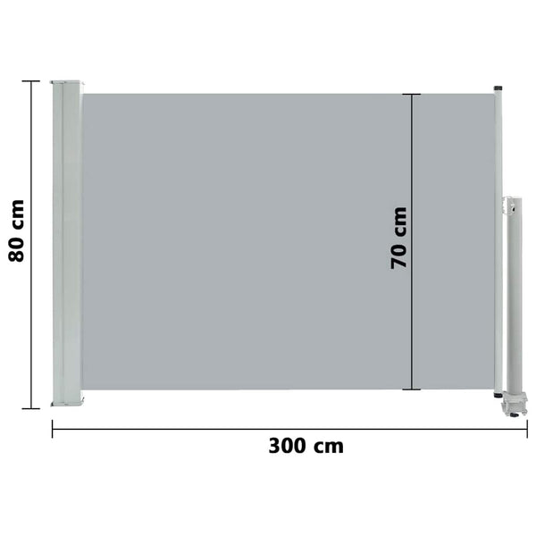 Graues einziehbares Seitenmarkise Bato 80x300cm