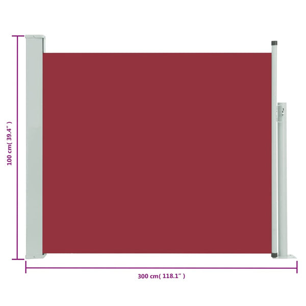 Rote ausziehbare Terrassenseitenmarkise Snr 100x300cm