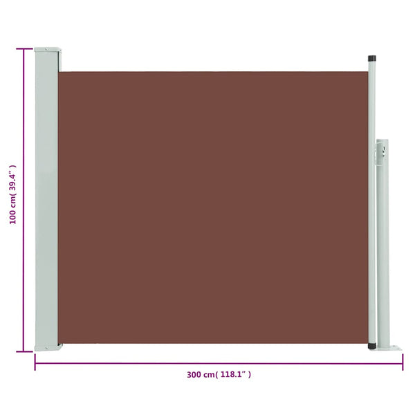 Braune einziehbare Terrassen-Seitenmarkise Snr 100x300cm