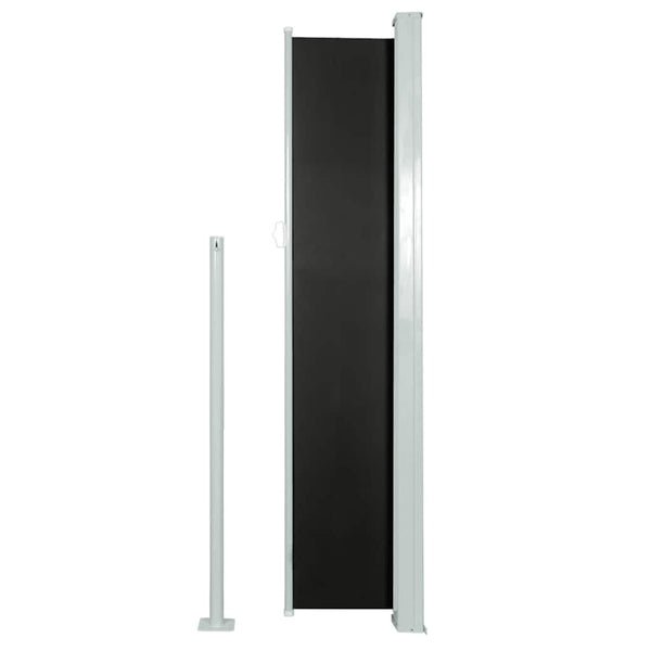 Musta sisäänvedettävä terassin sivumarkiisi Snr 100x500cm