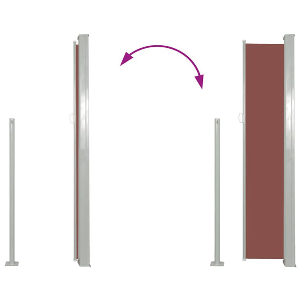Braune, ausziehbare Seitenmarkise SNR 100x500cm für die Terrasse