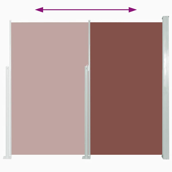 Braune, ausziehbare Seitenmarkise SNR 100x500cm für die Terrasse
