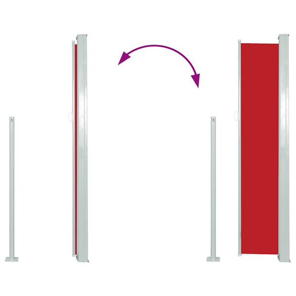 Rote einziehbare Terrassenseitenmarkise SNR 120x500cm