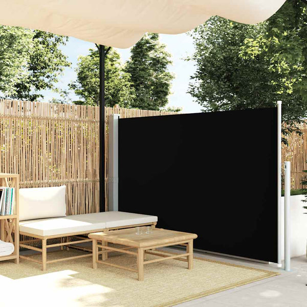 Schwarze, ausziehbare Terrassen-Seitenmarkise Snr 140x500cm