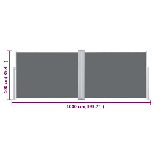 Anthrazitfarbene ausziehbare Seitenmarkise Logojan 100x1000cm