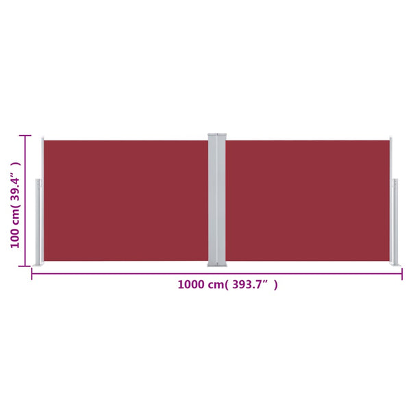 Rote einziehbare Seitenmarkise Logojan 100x1000cm