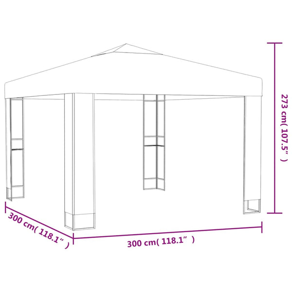 Weißer Pavillon mit Doppelter Dach Ghenia 3x3 m