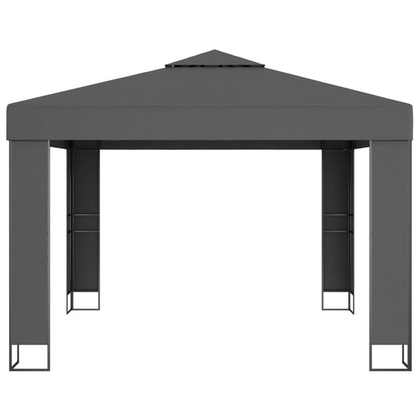 Anthrazitfarbener Pavillon mit Doppeldach Ghenia 3x3 m