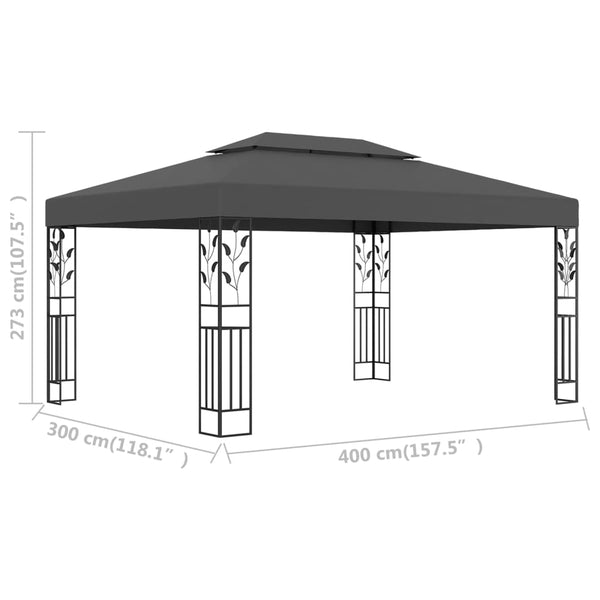 Pavillon Anthrazit Rudy 3x4 m mit Doppeldach