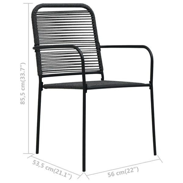 Schwarze Gartenstühle Camden (2 Stück Baumwollseil und Stahl)