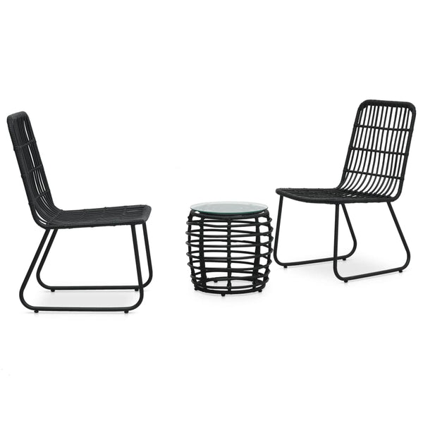 Schwarzes Bistro-Set Gazda (3-teilig Polyrattan)