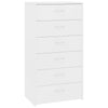 Valkoinen lipasto Licxanadra 50x34x96cm (6 vetolaatikolla, puinen)