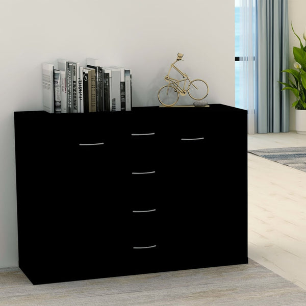 Schwarze Kommode Aracsia 88x30x65cm (Holz)