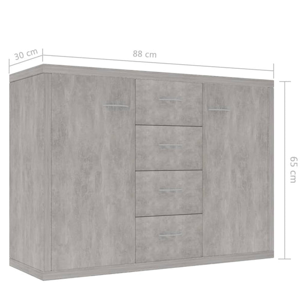 Betongraues Sideboard Aracsia 88x30x65cm (Holz)