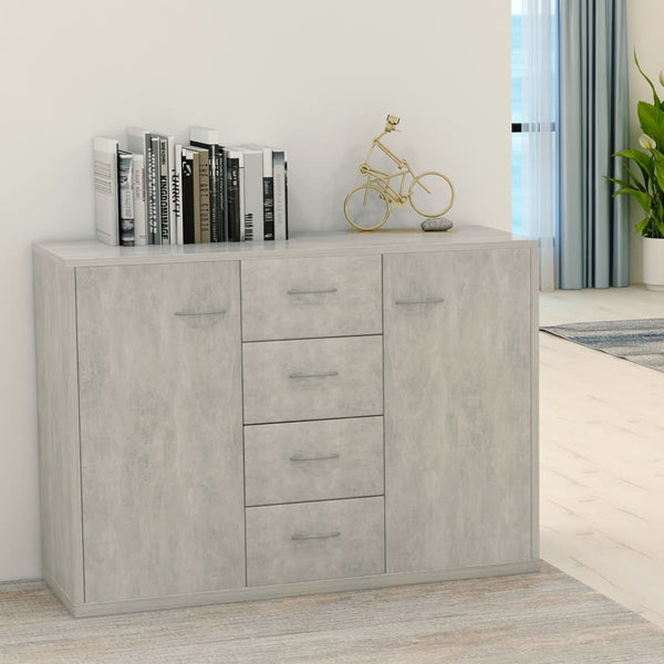 Betongraues Sideboard Aracsia 88x30x65cm (Holz)