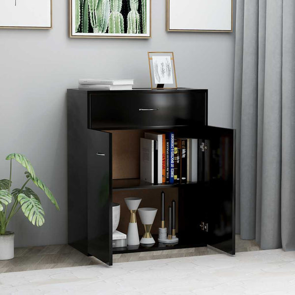Schwarzes Sideboard Evienta 60x30x75cm (Spanplatte)