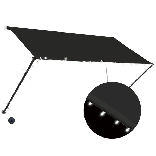 Antrasiitti sisäänkelattava markiisi ledillä Ghile 250x150cm