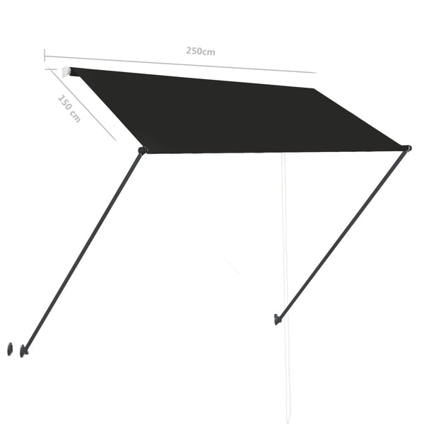 Antrasiitti sisäänkelattava markiisi ledillä Ghile 250x150cm