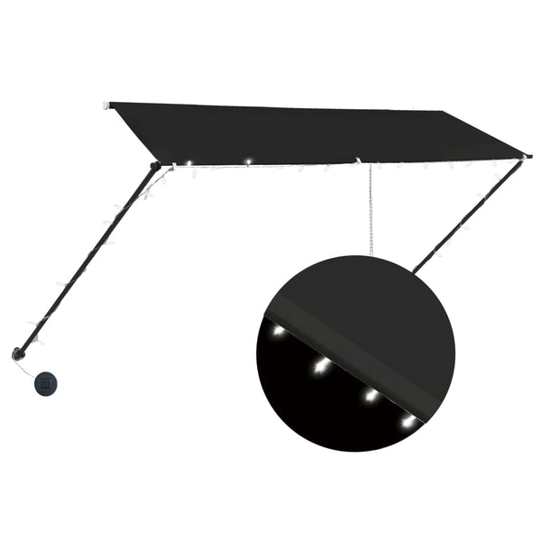 Antrasiitti sisäänkelattava markiisi ledillä Ghile 300x150cm